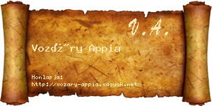 Vozáry Appia névjegykártya